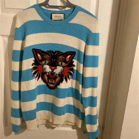 gucci angry cat rainbow sweater|Gucci women's sweaters.